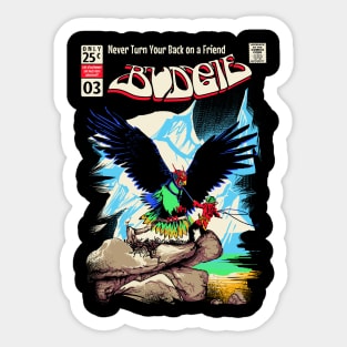 Budgie Band, Comic Cover style, Never Turn Back on a Friend Sticker